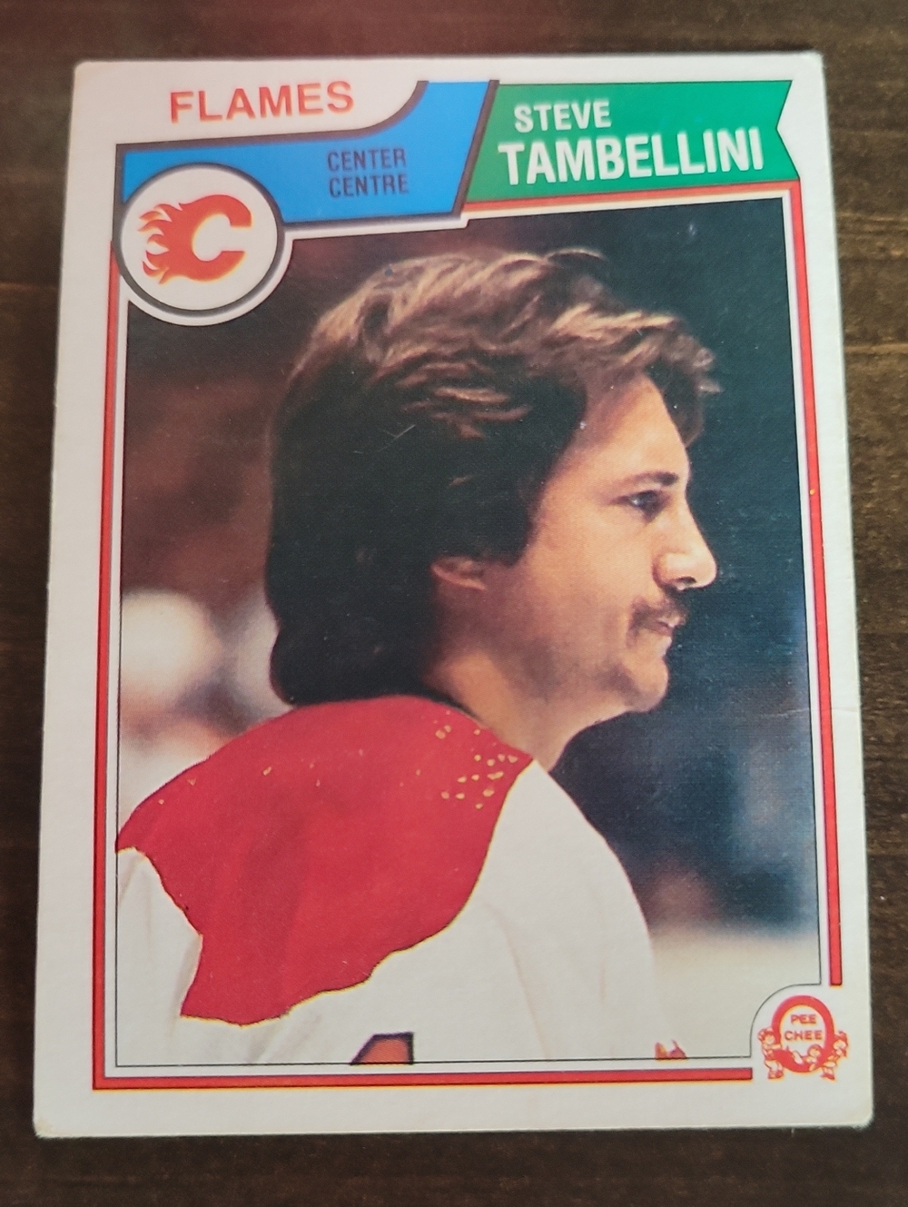 1983/84 OPC Steve Tambellini Calgary Flames Red & White Hockey Card